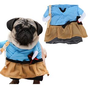 Dog Costume, Polyester Funny Samurai Upright Pet Costume Halloween Party Cosplay Fashionable Clothes Dress Up for Dog Cat (M)