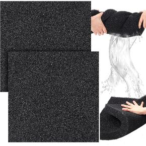 2 Pcs Aquarium Filter Foam Sponges Filter Media Pad 19.69 x 19.69 x 1.57 Inches Black Fish Tank Sponge Filter for Aquarium Aquatic Pet (50PPI)