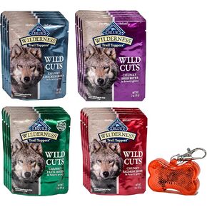 Blue Wilderness Trail Toppers Wild Cuts Dog Gravy Snacks Variety Pack with WoWing Pets Pendant