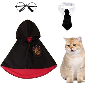 مجموعة أزياء تنكرية للكلاب والقطط مع النظارات وربطات العنق، أزياء الهالوين، قميص ساحر للحيوانات الأليفة، ملابس قطط مضحكة، عباءة رائعة للكلاب والقطط، نظارات ربطة عنق مثالية للحفلات والهدايا للقطط والكلاب والأحمر والأسود in Kuwait