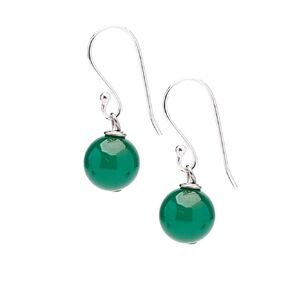 Women's Beaded Dangle Drop Earrings | Handmade 10mm Natural Gemstone Sterling Silver Hooks Ball Drop Earrings for Women Girls (White Agate)