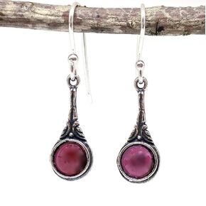Garnet Earrings for women, Sterling Silver 925 dangle earrings, Victorian earrings, Red stone earrings, Unique silver earrings, January Birthstone, Rustic silver earrings, Vintage earrings