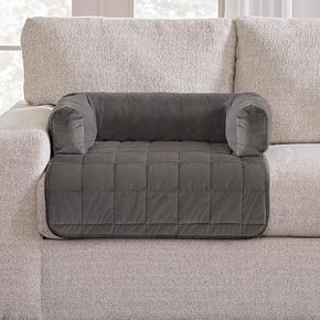 SureFit Pet Otis Quilted 3-Sided Bolster Pet Bed, Waterproof Couch Protector for Dogs & Cats, Plush Fabric & Odor Control, Machine Washable Non-Slip Pet Couch Protector, Large, 46 in x 32 in, Sable