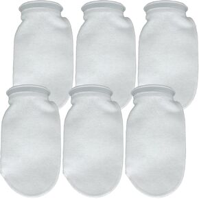 AQUA KT Aquarium 200um Micro Filter Sock Bag for DIY Fish Tank Filter System, 4 Inch Diameter Ring by 10 Inch Filter Sock Length, Pack of 6