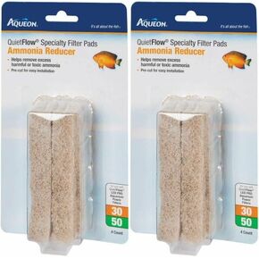 Aqueon Ammonia Reducer Filter Pads, 8ct (2 x 4ct) for Aquarium Ammonia Control