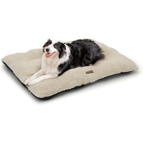 MoNiBloom 39"x29"x5" Dog Beds for Large Size Dogs Machine-Washable Short Plush Pet Beds Warming Cozy Soft Bed for Dogs and Cat, Beige