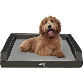 Wag Premium Pet Dog Bed | Multi Layer Construction with Cooling Energy Gel and Copper Infusion | Machine Washable Cover and Water Resistant Inner Liner | Extra Large, Stone Grey