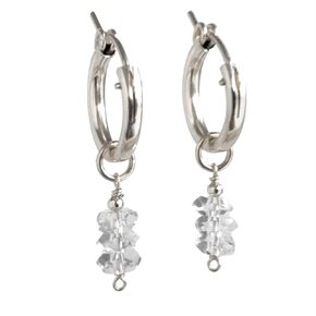 Hoop Earrings with Dangle Charms - Herkimer Diamond Earrings for Women - 14k Gold Filled or Sterling Silver - Bridal Earrings (gold-filled)