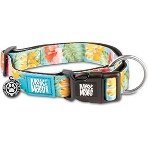 Max & Molly Soft Padded Neoprene Dog Collar w/Smart ID Gotcha! QR Pet Safety Tag, Durable, Waterproof, Anti-Stink, Machine Washable Collar for Dogs, Hibiscus Flower Pattern, XS
