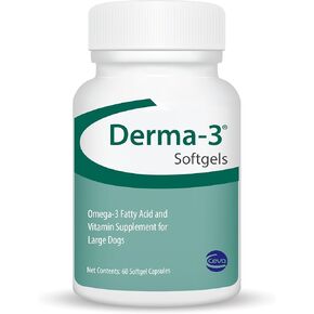 Ceva Derma-3 Softgels, Omega-3 Fatty Acid & Vitamin Supplement for Large Dogs (60 Count)