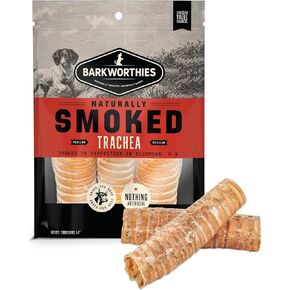 Barkworthies USA Hickory Smoked Beef Trachea 6-inch 3-Pack - Amazing Aroma, Great Taste - Natural Source of Glucosamine & Chondroitin for Hip & Joint Health, High-Protein - Natural Smoked Dog Chews