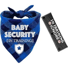2 Pieces Shy Please Give Me Space Blue Black Plaid Bandana with Please Don't Pet I'm Shy Dog Black Leash Wrap for Dog Lovers Owner Pet Birthday Gift