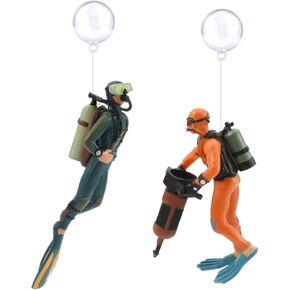 2 Pack Fish Tank Decorations, Floating Aquarium Accessories Aquarium Ornaments Fish Tank Fish Tank Diver Aquarium Diver Ornament (Orange, Blue) in Saudi Arabia