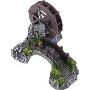 تمثال ياردوي المصغر لعجلة المياه من الراتنج نموذج جسر بونساي لحوض السمك منظر طبيعي صغير لتزيين حوض الأسماك (رمادي) in Kuwait