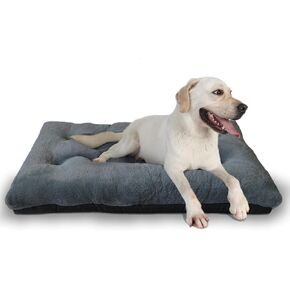 36 Inch Dog Crate Bed Machine Washable,Luxury Faux Fur Orthopedic Dog Crate Bed 36 x 24 Soft Cozy Calming,GreyThick Dog Bed Medium Size Dog Ease Anxiety & Provides The Perfect Sleep (36"×24"×6")
