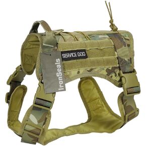 IronSeals Tactical Service Dog Vest Patrol Training Dog Harness Molle Dog Vest Harness with Handles