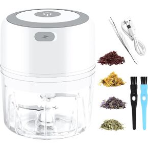 Electric Herb Grinder - 3.5 Inch Large Grinders for Grinding Dry Fresh Herbs and Spice with Clear Chamber, Portable USB Charge Herb Grinder, Including Clean Brush and Tweezers, Gift Box, Pink