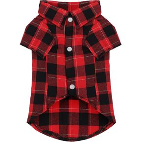 Paiaite Plaid Dog Shirt: Classic Checkered Style in Cotton for Large, Medium, and Small Breeds, Comfort, Breathability, and Elegance Dog Clothes. Perfect for Everyday Wear, and Photoshoots Red L in Saudi Arabia