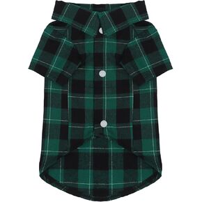 Paiaite Plaid Dog Shirt: Classic CheckeGreen Style in Pure Cotton for Large, Medium, and Small Breeds, Comfort, Breathability, and Elegance. Perfect for Everyday Wear, and Photoshoots Green S