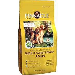 pinnacle pet Duck & Sweet Potato Dry Dog Food 4 lb, Infused with Broth