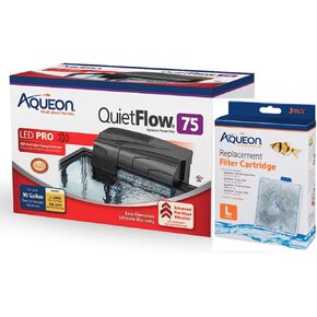 Aqueon Bundle of QuietFlow Power Aquarium Filter and 3 Replacement Aquarium Filter Cartridges (400 GPH)