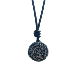 St Christopher Silver Necklace - Mens Saint Pendant Travelers, Gift Religious Jewelry, Protection Medal, Men Silver Medallion, Women Gift to Husband, Catholic Charm (Silver, Black Leather)