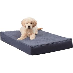 South Pine Porch Ollie Orthopedic Rectangle Foam Dog Bed, Blue Steel, Small (36" x 24")