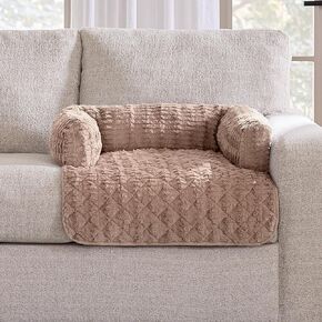 سرير SureFit Pet ذو 3 جوانب للكلاب والقطط للأريكة، نسيج فرو صناعي ناعم، يمكن غسله في الغسالة وغير قابل للانزلاق، واقي للأريكة والتحكم في الرائحة، متوسط، 28 × 32 بوصة، أسمر ضارب للصفرة