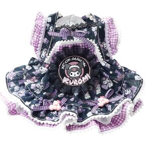AZA Dog Princess Dresses Kuromi for Small Dogs Lolita Clothes Goth Lace Costume Pet Girl Cute Coat Outfits Fall Costumes (XS,Black)