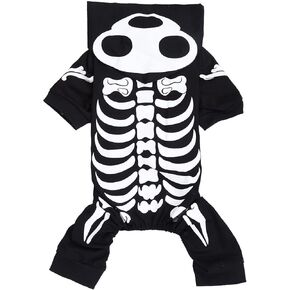 Dog Halloween Hoodies Pet Skull Pajama Sotf Puppy Skeleton Clothes Cat Halloween Cotton Clothing (L)