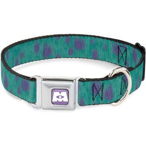 Dog Collar Seatbelt Buckle Monsters Inc Sulley Bounding Spots Blue Purple 11 to 17 Inches 1.0 Inch Wide