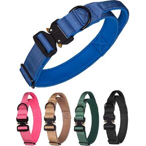 Tactical Dog Collar for Medium Large Dogs, Heavy Duty Dog Collars With Handle, Metal Buckle Dog Training Collar, Thick Dog Collar for Male, Large Dog Collar, Military Dog Collar. (L, Magenta)