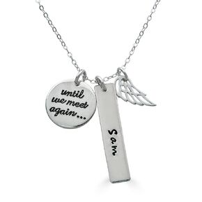 MEMORIAL Personalized Necklace with Angel Wing Charm - Genuine 925 sterling silver (Dad Memorial Necklace)