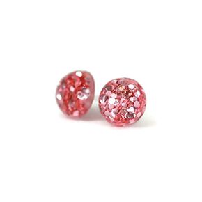 Glitter Filled Resin Earrings on Plastic Posts 10mm (Pink/Aqua/Silver/Green)