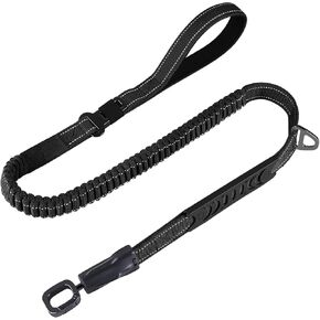 Emergency Auto Unlock Dog Leash Heavy Duty, with Car Seatbelt, 4-5FT Heavy Duty Elastic Bungee, Shock Absorbing with Comfortable Padded Handle and Traffic Handle Suitable for Training (Black)