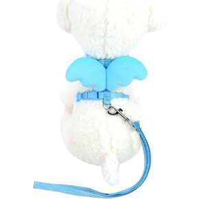 Cute Angel Wings Dog Harness, Soft Pet Puppy Leash Set Safe Adjustable Outdoor Cats Walking Chest Back Leads, Training Leads Rope Vest Strap for Small Dogs Kitten Chihuahua Pug (XS, Blue)