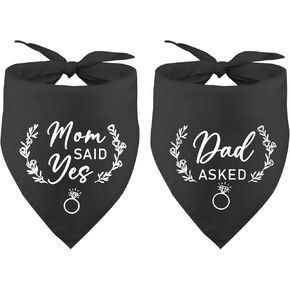 2 Pack Dad Asked and Mom Said Yes Dog Bandana Wedding Engagement Dog Bandana Proposal Ideas Dog Wedding Engagement Announcement Black Dog Bandana Pet Accessories for Dog Lover