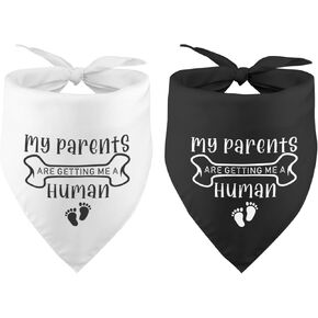 2 Pack My Parents are Getting Me a Human Dog Bandana Pregnancy Announcement Gender Reveal Baby Announcements Ideas Photo Prop Pet Scarf Pet Accessories for Dog Lover