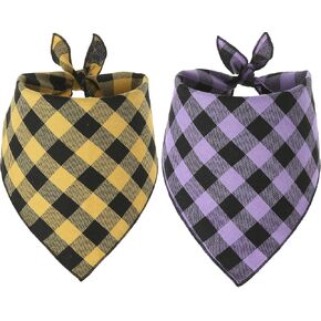 Easter Dog Bandana, 2 Pack Plaid Cat Scarf for Small Medium Large Dogs