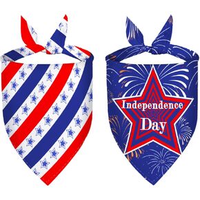 4th of July Dog Bandanas 2 Pack American Flag Dog Bandanas Pet Scarves for Boy and Girl, Patriotic Dog Bandana Cute Patriotic Puppy Bandana for Small Medium Large Dog