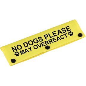 Funny Dog Leash Sleeve No Dogs Please May Overreact Dog Leash Wrap Sleeve Alert Tag Pet Birthday Gift (May Overreact-YE Sleeve)