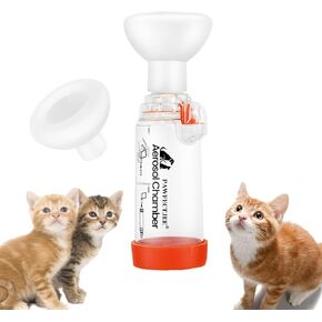 Upgraded Cat Inhaler Spacer with 2 Silicone Masks - Portable Nebulizer for Cats and Dogs - Effective Feline Breathing Treatment (Orange)