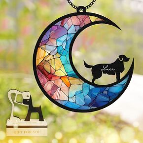 6'' Golden Retrievers Dog Memorial Suncatcher & Pet Lover Sign Gift Personalized Dog Name Dog Memorial Ornament Window Car Hanging Pet of Loss Dog Sympathy Gifts for Dog Lovers SCD-B5-6-75