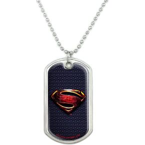 GRAPHICS & MORE Justice League Movie Superman Logo Military Dog Tag Pendant Necklace with Chain