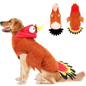 BWOGUE Large Dog Turkey Costume,Dog Thanksgiving Costume Winter Warm Pet Clothes Apparel for Thanksgiving Cosplay Dress Up Fit for Medium to Large Dogs
