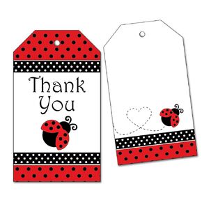 25 Ladybug Thank You Tags - for Baby Shower, Birthday Party Favors