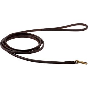 Alvalley Snap Dog Leash - Handmade Leather Dog Leash - Smooth and Soft to Hold - Solid Brass Snap Hardware - Easy to Use - Suitable for Training, Walking, & Showing(Black, 4ft Long, 9.5 mm Thick)