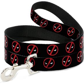 Marvel Comics Pet Leash, Dog Leash, Deadpool Logo Black Red White, 6 Feet Long 1.5 Inch Wide