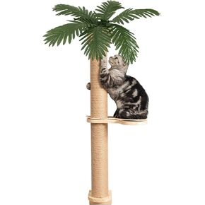 Wall Mounted Cat Scratcher for Indoor Cats, 38 Inch Cat Wall Shelves with Scratching Posts and Pedal, Suitable for Adults Cats, Kitten and All Type of Cats, Sturdy and Non-Slip for Easy Assembly.