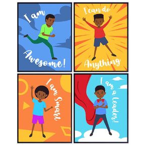 African American Wall Art - Positive Quotes - Motivation Inspirational Quotes Wall Art - African American Wall Decor - Black Art - African Americans Boy Bedroom Decor - Toddler Boys Room Decor
